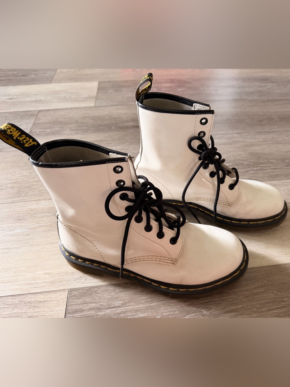 Dr Martens 1460 White Lace Up Boots - Size 8